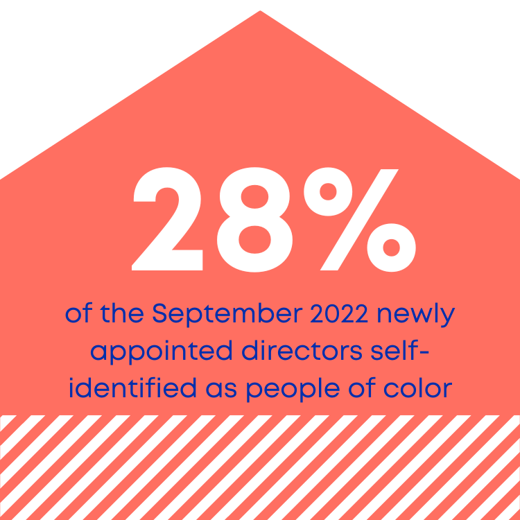 28% of september 2002 newly appointed directos self-identified as people of color